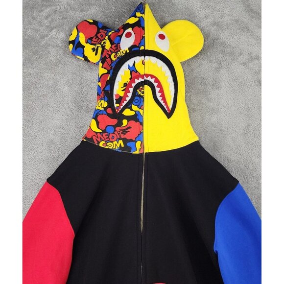 BAPE Medicom Toy Bear Shark Hoodie Unisex Medium Multicolor Full Zip Long Sleeve - Picture 11 of 16